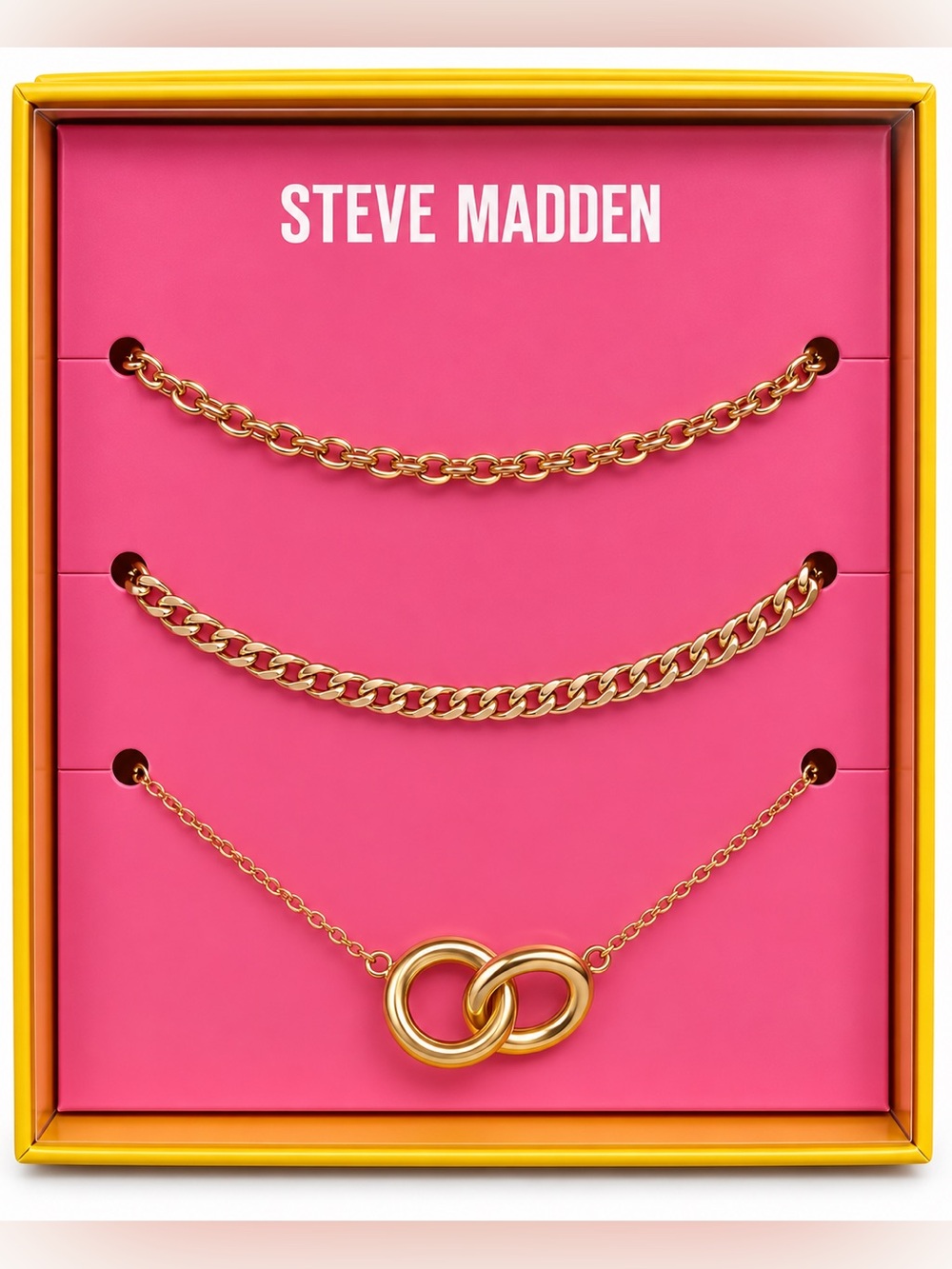 Steve Madden Gold Layered Link Necklace Set